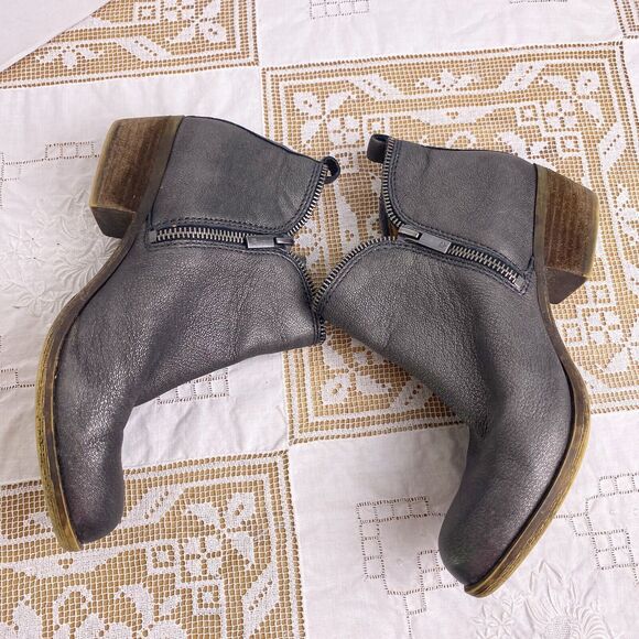 Lucky Brand Bartalino Bootie Pewter Western Ankle Boots Size 6.5 - Picture 7 of 11